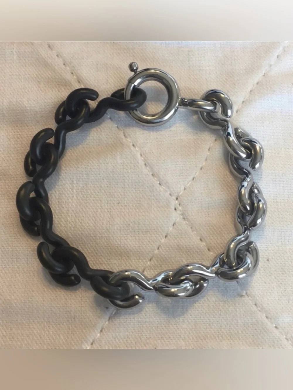 Stainless Steel Mens Two Tone Chain Link Bracelet NWT